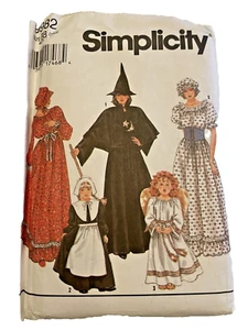 Sewing Pattern Costume Simplicity 9982 Girl SZ 2-12 Witch Pilgrim Angel Prairie - Picture 1 of 3