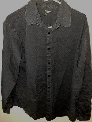 Murano Mens Dress Shirt XLT Black Gray Check L Sleeve can Button Up 33 L 27 Acro - Image 1 of 4