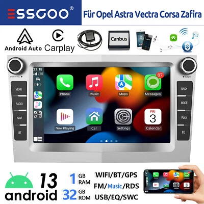 Autoradio Android 13 Carplay GPS RDS WIFI 32GB Per Opel Astra H Vectra Corsa C D - Immagine 1 di 4