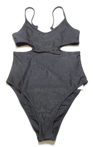 NUEVO AMERICAN EAGLE AERIE MEDIANO 1 pieza NEGRO, DESCARADO, RECORTES LATERALES - Imagen 1 de 6