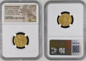 ALBAHACA I con CONSTANTINO, 867-886. AV Solidus (4,33 gms), Constantinopla. NGC - Imagen 1 de 3