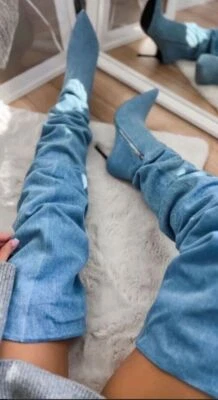 BOTAS VAQUERAS ALTAS ZARA AZUL XXL DENIM POR ENCIMA DE LA RODILLA 3027/010 BLOGGERS US 8 EU39 Foto 1 de 4