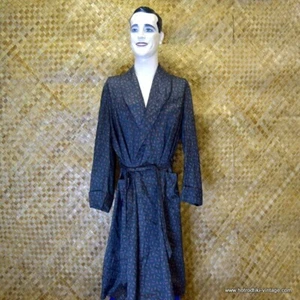 Mens Vintage 1960s Regal Aire London Paisley Green Tricel Dressing/Smoking Gown - Picture 1 of 10