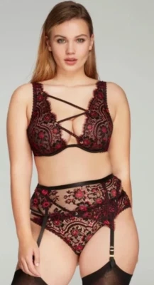 Tirantes Harlo de encaje rojo y negro Agent Provocateur | Talla 4 | $535 Foto 1 de 4