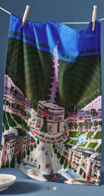 NEW ANTHROPOLOGIE KITCHEN DISH TOWEL DECOR HOLIDAY IN THE CITY NOEL A PARIS XMAS - Image 1 of 4
