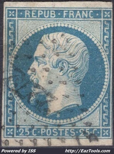 FRANCE PRESIDENCE 25c BLEU N° 10 AVEC OBLITERATION PC 2272 A VOIR - Picture 1 of 2
