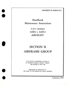 A4D-1, A4D-2 Skyhawk 1961 Airframe Maintenance Inst's Flight Manual - CD - Picture 1 of 12