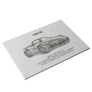 Porsche Auto Fantasy Note Limited Series Uncut Sheet of Four Notes - Picture 1 of 7