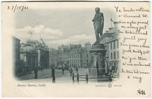 BERNARD STREET, LEITH, STRASSENBAHN, ROBERT BURNS STATUE - frühe Edinburgh Postkarte - Bild 1 von 2