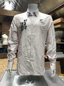 NZA New Zealand Auckland Mens Cotton Long Sleeve Shirt White/Pink Size XL 46”  - Picture 1 of 11