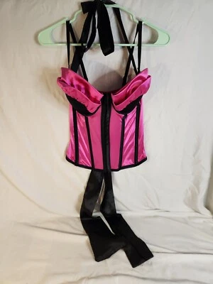 Playboy Disfraz de Conejito Expuesto Corsé Lencería Volantes Rosa Negro 36D 2008 Foto 1 de 4