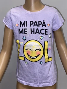 The Children’s Place Girl’s Purple T-Shirt Size S (5/6) “Mi Papá Me Hace LOL” - Picture 1 of 4