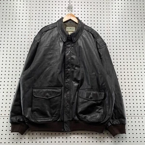 VTG LL Bean Flight Bomber Leather A2 Jacket Mens 2XL Tall Dark Brown USA 28x30 - Picture 1 of 17