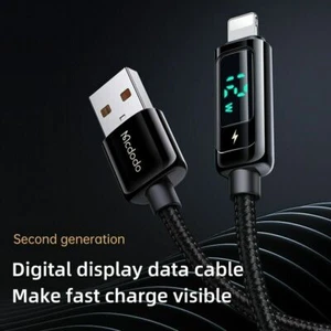 3- USB Cable Data Cord LED Display For iPhone 5, 6, 7, 8, X, 11, 12, 13, 14, SE - Picture 1 of 10