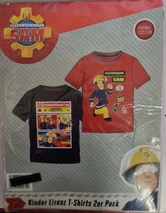Feuerwehrmann Sam Kinder T-Shirt 2 er Pack Gr 122/128 Neu&OVP - Bild 1 von 2
