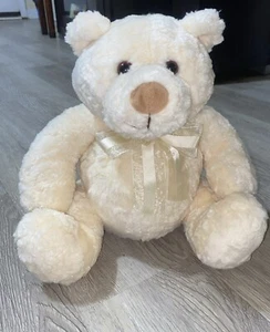GUND Plüsch Teddybär elfenbein creme Wirbel Fell 12 Zoll Stofftier Nylon Schleife Zielscheibe - Bild 1 von 10