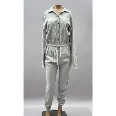 Faherty Jumpsuit Women XS Stone Gray Arlie Day Linen Blend Utility L/S Jogger - Image 1 of 4