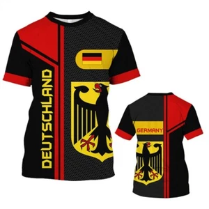 Deutsche Germany Flagge Adler eagle Sports Kurzarm T-Shirt Shirt Polyester - Picture 1 of 2