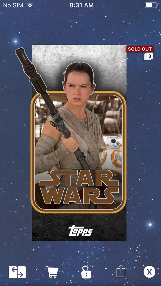 Topps Star Wars Digital Card Trader Rey Retro Stickers Insert - Image 1 of 1