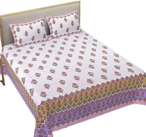 Sábana bajera de algodón suave con 2 fundas de almohada tamaño king diseño floral Foto 1 de 1