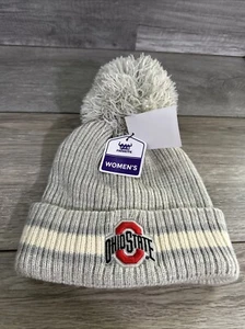 Ohio State Buckeyes Women’s One Size Pompom Winter Stocking Hat Gray NWT - Picture 1 of 14