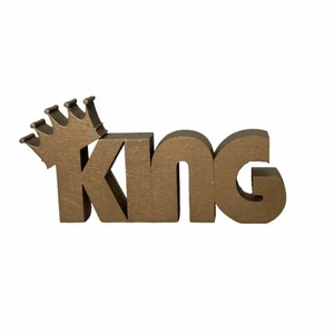 König mit Krone freistehendes Wortschild | 7"" x 3"" handgefertigtes Holzregal Dekor - Bild 1 von 2