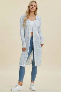 Open Front Longline Cardigan with Openwork Design and Moderate Stretch - Picture 1 of 52