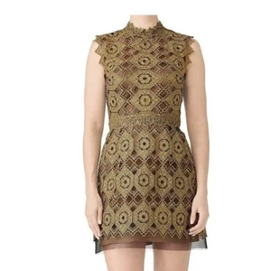 CATHERINE DEANE Kate Lace Dress Size 10 Womens Gold RTR - Picture 1 of 11