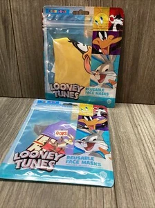 (2) Looney Tunes Reusable kids Size Face Mask Coverings Washable Breathable - Picture 1 of 18