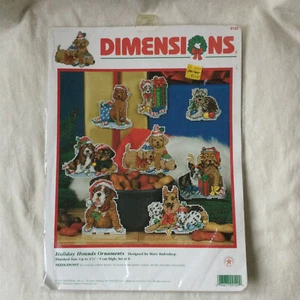 Dimensions Holiday Hounds Ornaments 8 Christmas Dogs 1999 Needlepoint Kit #9120 - Bild 1 von 2