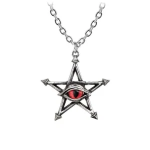 Alchemy Gothic P805 Roter Fluch Anhänger Halskette Pentagramm Evil Eye Amulett - Bild 1 von 2