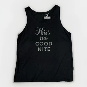 Y2K Victoria’s Secret Kiss Me Good Nite Black Scoop Neck Tank Top Size Large - Picture 1 of 6