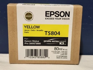 NEW ~ Genuine EPSON Pro 3800 3880 Yellow Ultrachrome K3 Ink ~ T5804 - Picture 1 of 3