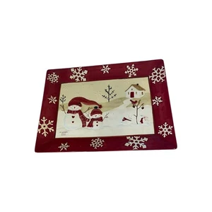 St. Nicholas Square Winter Wishes Snowman Large Decorative Plate 16.5 x 12.5 in - Picture 1 of 3