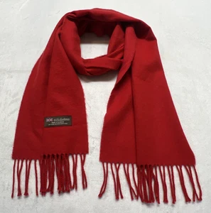 Sciarpa unisex MADE IN SCOZIA 100% CASHMERE tinta unita rosso con frange - Foto 1 di 10
