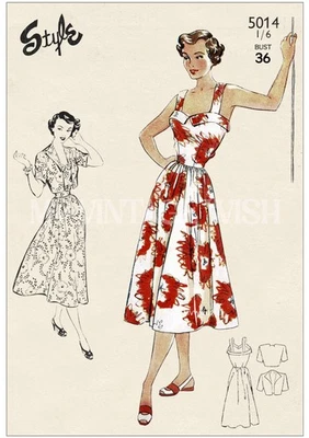 1940s Sun Dress and Bolero Dress Sewing Pattern Bust 36 - Image 1 of 3