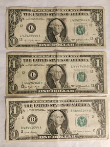 Liar's Poker $1 Dollar Bills~THREE~3~ THREE~Five of a Kinds~4's~ FOURS! 42429444 - Picture 1 of 2