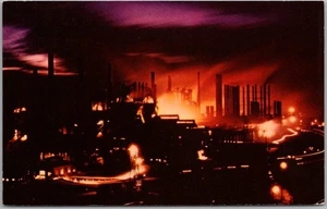 BIRMINGHAM, Alabama Postcard "STEEL INDUSTRY AT NIGHT" Factories / Panorama View - Picture 1 of 2