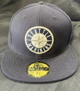Gorra ajustada de los Seattle Mariners para hombre 7 3/8 azul marino lana béisbol 59FIFTY New Era - Imagen 1 de 7