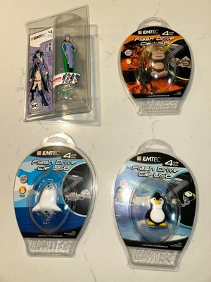 4 NEW Emtec Collectible USB Flash Drives 4GB Catwoman Penguin Monkey Ghost - Image 1 of 4