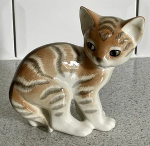 LOMONOSOV PORCELAIN STRIPED GINGER KITTEN MADE IN USSR - Picture 1 of 8