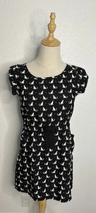 Cat Dress Black White Darling With Bow Faded Glory Size Large 10/12 - Picture 1 of 3