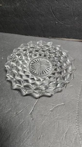 Klar Fostoria Kubist Pressglas Relish Teller Runde Platte Starburst Schale - Bild 1 von 6