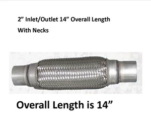 Double Braid Exhaust Flex Tube Coupling Stainless With Necks Brand New 2"X 14" - Picture 1 of 1