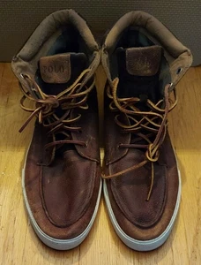 POLO RALPH LAUREN TEDD MEN'S BROWN GRAIN LEATHER & SUEDE ANKLE BOOTS SIZE 15 M - Bild 1 von 14