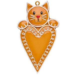 Gingerbread Cat with Heart Personalized Christmas Tree Ornament - Picture 1 of 1