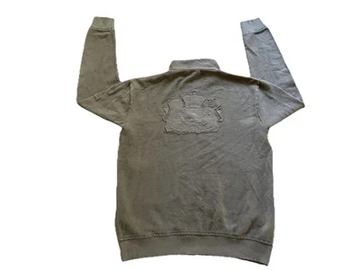 Cárdigan French Connection Para Hombre XL Gris Peltre Cremallera Corona Cresta Bordada Foto 1 de 4