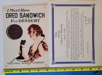 Nabisco Oreo Dessert Lithograph Ad Art Print 5" X 7" cookie - Image 1 of 2