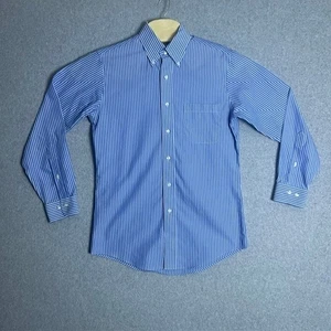 Brooks Brothers Non-Iron Blue and White Striped Slim Fit Dress Shirt 14 1/2-2/3 - Picture 1 of 6