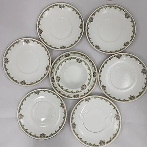 W M Guerin & Co Limoges Francia 6 Platillos 5 1/2” + 1 Ramekin 4” Borde Floral Dorado - Imagen 1 de 21